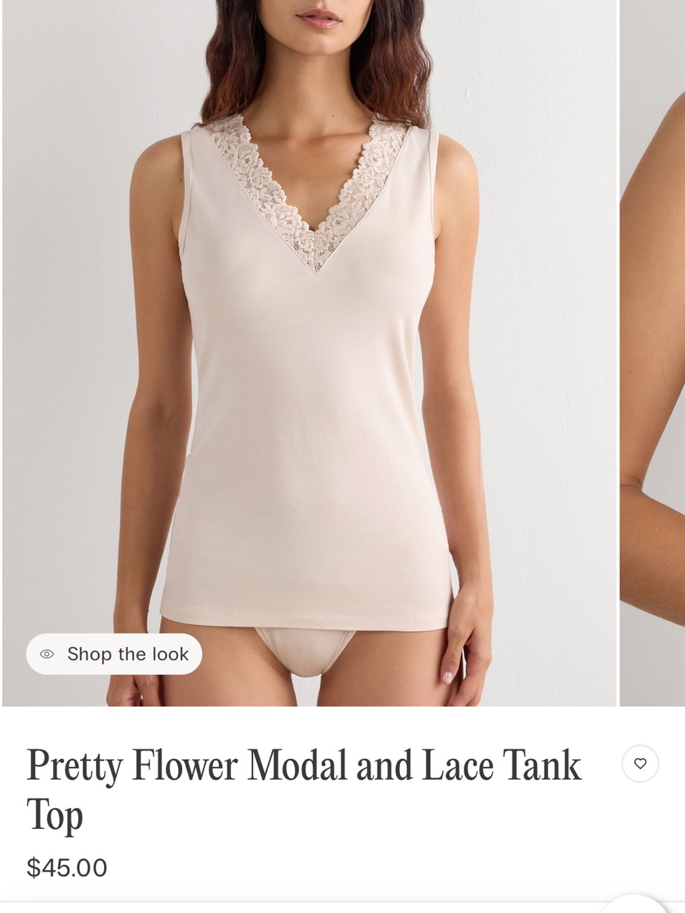 intimissimi Lace-Trim V-Neck Modal Tank Top - Cream